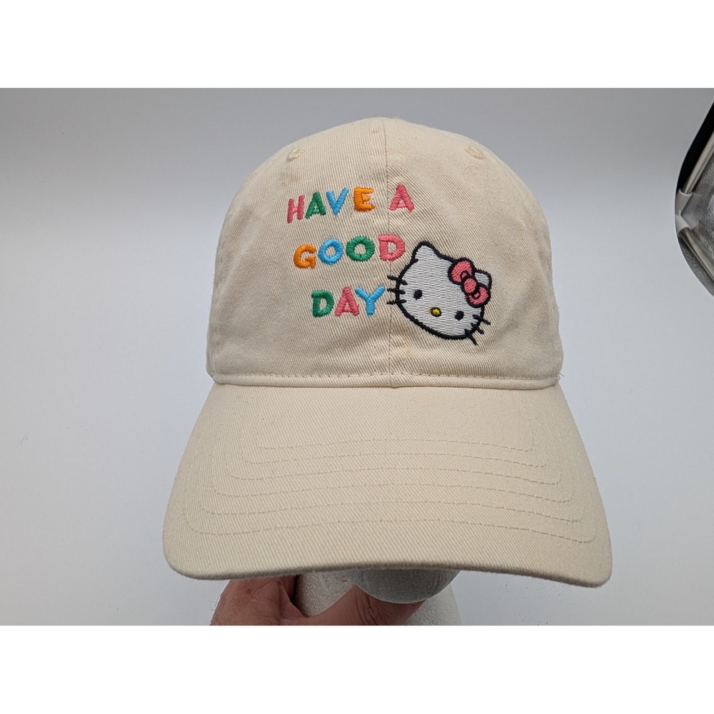 Hello Kitty Sanrio Have A Good Day Embroidered Baseball Cap Hat Cream Tan
